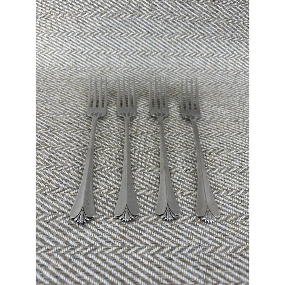 Oneida Golden Royal Flute Set 4 Dinner Forks Community Stainless Flatware Lot